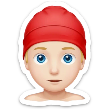 Boy Swimmer in a red swim cap with blue eyes  sticker