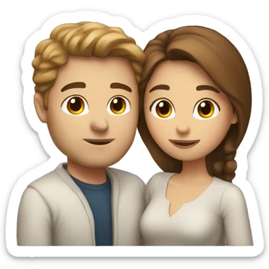 a white couple with brown hair kissing sticker