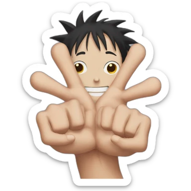 luffy with big hands sticker