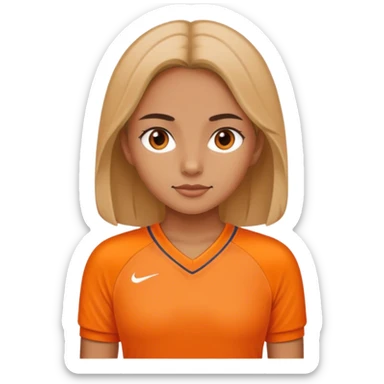 girl football fan with orange sticker