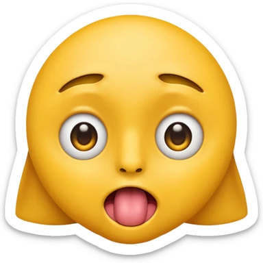 ios face emoji with both pupils at the center of the eye as if looking at the nose with tounge out sticker