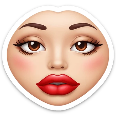 full glossy pouty baddie lips with lip liner sticker