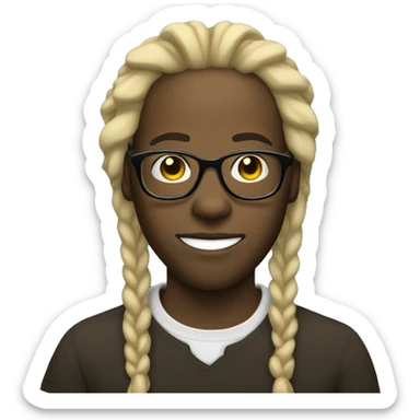 black guy with blonde dreadlocks and glasses sticker