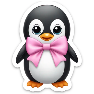 cute baby penguin with a pink bow sticker