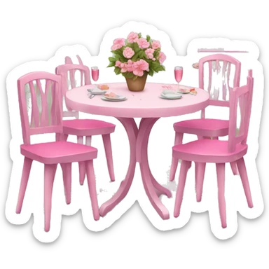 Pink decorated table and chairs sticker