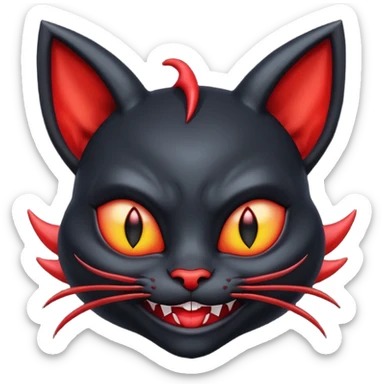 Black devil alien with cat ears smirking sticker