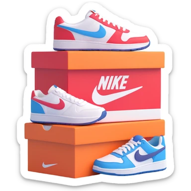 vibrant playful sneaker box or shelf with Nike shoes sticker