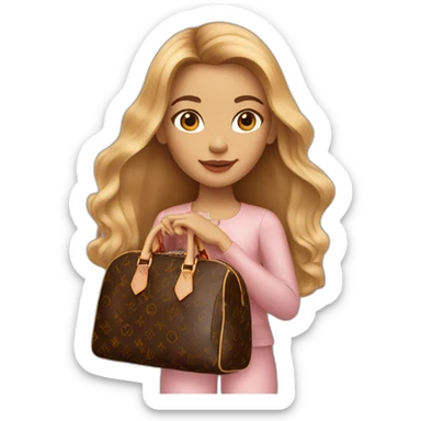 1 girl with light-brown long hair holding louis vuitton bag sticker