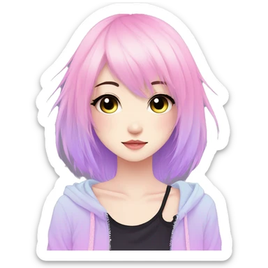 Gorgeous Cute Edgy Pastel Gradient Beautiful Anime Emo CatLady sticker