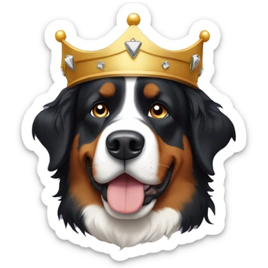 Bernese mountain dog wearing a crown sticker