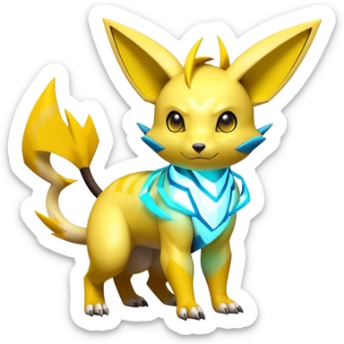 Shiny Futuristic Colorful Pichu-Raichu-Renamon-Zeraora-hybrid-creature sticker