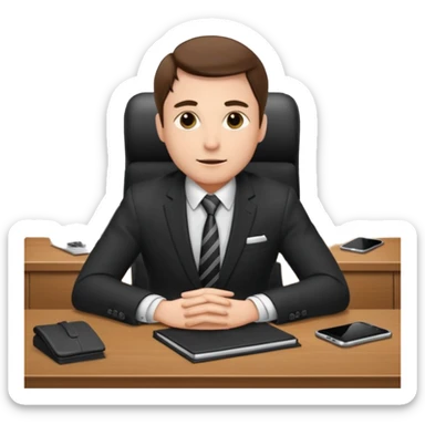 Business man sitting at a desk sticker
