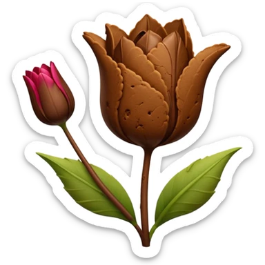 brown emojis of cookie, tulip, leaf, chocolate sticker
