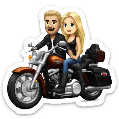 Harley Davidson man with blonde girl  pillion sticker