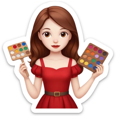 Una chica con una paleta y un vestido rojo y pelo largo sticker