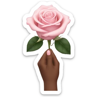 hand holding a single pale pink rose sticker