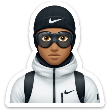 Man Emoji (Lightskin Black) in a nike ski mask sticker