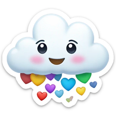 Cute cloud raining down hearts sticker