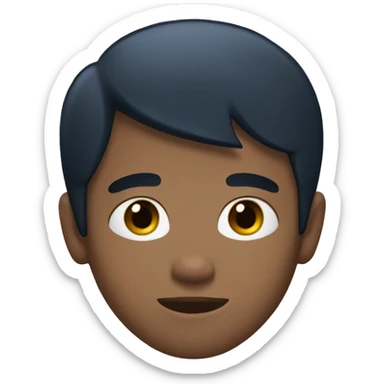 A boy with short black hair an a white skin and a blue t-shirt sticker