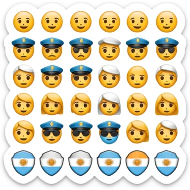  Create a set of custom emojis in a minimalist, clear, and modern style, relevant to the theme of security in Argentina. The color palette should be restrained, without any neon tones. The emojis should be easily readable even at a small size. sticker
