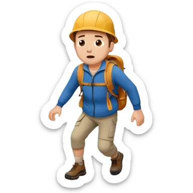 apple style emoji of a frightened man falling down a mountain sticker