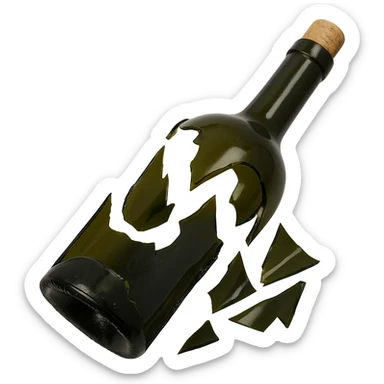 broken wine bottle, variation 6 sticker