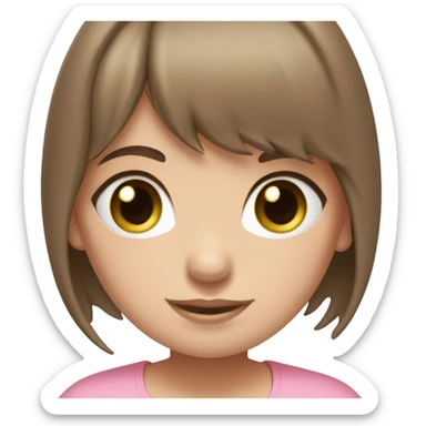 Brown hair bangs yoga girl light pink clothes blue-green eyes sticker