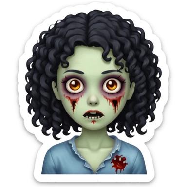 A girl zombie with black curly hair  sticker