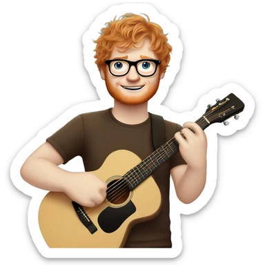 ed sheeran wearing glasses and holding a guitar sticker