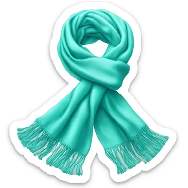 Realistic tiffany blue winter scarf isolated.  sticker