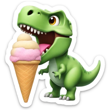 a dinosaur eating an ice cream sticker