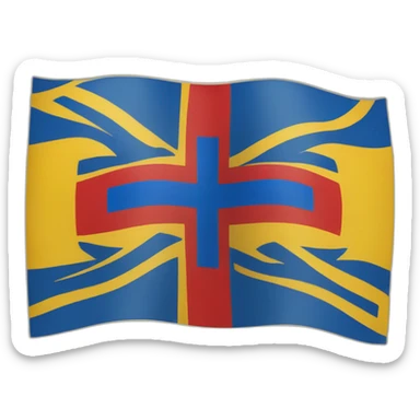 flag with a blue Scandinavian cross with a red outline on a yellow background Ingermanland sticker