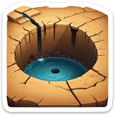 A deep hole or pit in the ground, often symbolizing a gap, depression, or an area of concern in a larger environment sticker