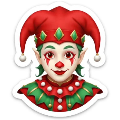 Jester, black and red and white sticker