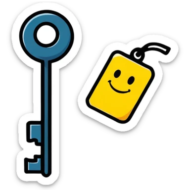 cute cartoon key with a smiling face sticker