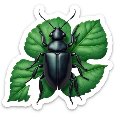 a black beetle on leaf sticker