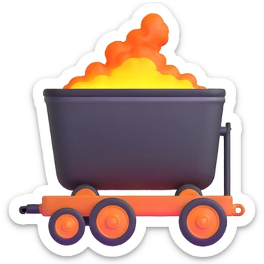 wagon with molten steel, glowing and steaming sticker