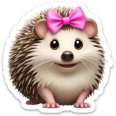 hedgehog with a pink bow sticker
