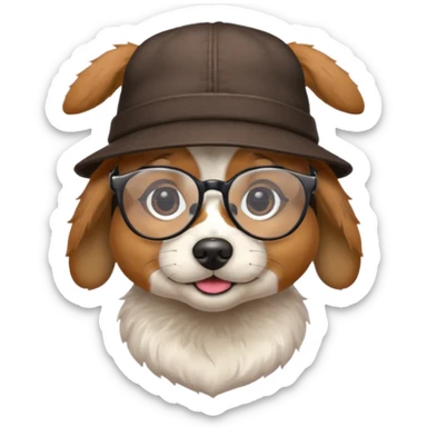 dog wearing a hat and glassess and earrings sticker
