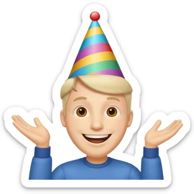 Emoji de un hombre feliz de festejo solo cabeza  sticker