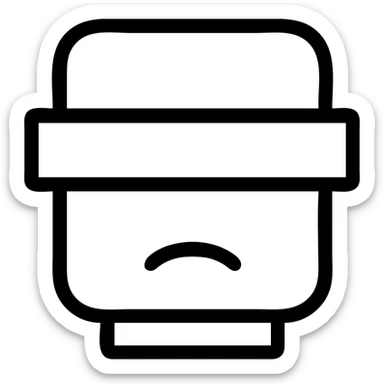 Make the head more blocky, like a Roblox logo, keep the minimal face and black censor bar over the eyes, outline style, with no background. sticker
