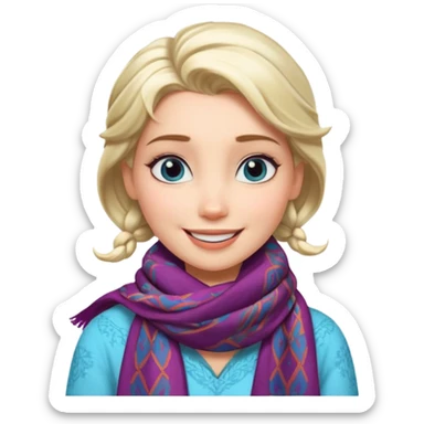 elsa with patterned scarf sticker