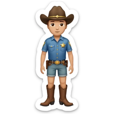 sheriff with shorts and cowboy boots sticker