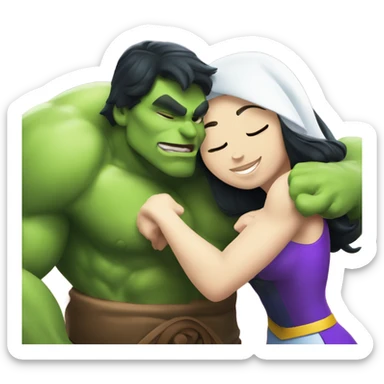 Raphael ninja hulk and Disney Snow White hugging sticker