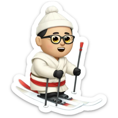 Kim jong un skiing in a toga  sticker