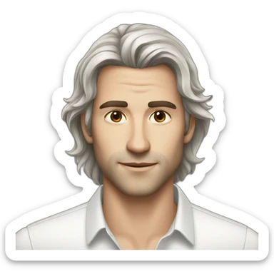 dark brown mid long hair beautiful white man with no beard sticker