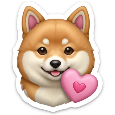 Shiba Jasper two pink hearts sticker