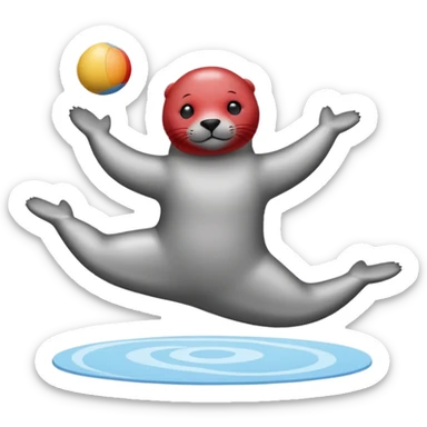 A seal performing gymnastics and juggling on ice sticker