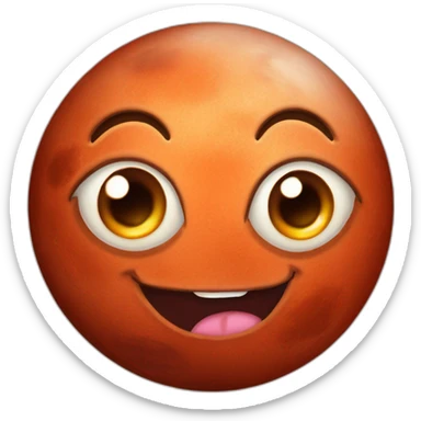 planet Mars with a cartoon grinning cat face with big eyes sticker