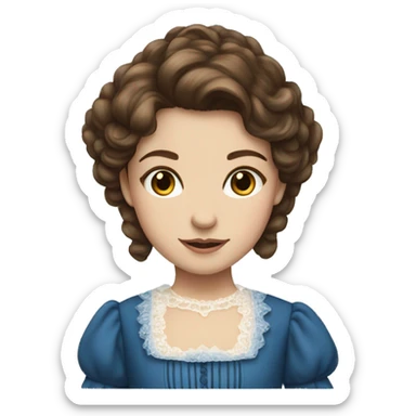 girl with brown hair and blue Victorian dress sticker